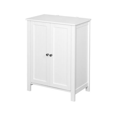 NewCosmos Bathroom Floor Storage Cabinet with Double Door Adjustable Shelf, White
