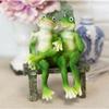 1 Pcs Rainforest Romantic Frog Couple Lovers Sitting On Park Bench Decor Figurine 7" H view 1