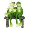 1 Pcs Rainforest Romantic Frog Couple Lovers Sitting On Park Bench Decor Figurine 7" H view 4