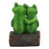 1 Pcs Romantic Frog Couple Sitting On Wooden Log Statue So Hoppy Together view 2