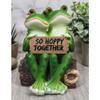 1 Pcs Romantic Frog Couple Sitting On Wooden Log Statue So Hoppy Together view 3