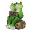 1 Pcs Romantic Frog Couple Sitting On Wooden Log Statue So Hoppy Together view 4