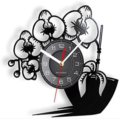12 Inch Round Wall Clock Florist Profession Vintage Vinyl Record Wall Clock Flower Shop Artwork Wall Clock Home Decor Silent Movement Timepiece Gift for Her