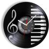 12 Inch Wall Clock Silent Non Ticking Music Notes Piano Keyboard Vinyl Record Wall Clock Modern Design Clock Treble Clef Symbol Decor Retro Music Album Clock view 1