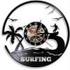 12" Vinyl Wall Clock Surf Art Vinyl Record Wall Clock Surf Wall Decor Windsurfing Surfboard Water Sports Sea View Wall Decor view 1