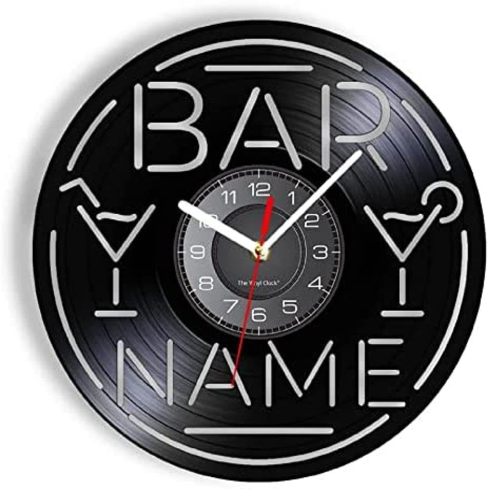 12 Inch Vinyl Wall Clock Time for Wine Laser Cut Long Game Wall Clock Bar Name Wall Clock Club Pub Bar Retro Hanging Decoration