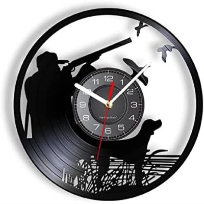 12 Inch Vinyl Wall Clock Hunting Along The Lake Vinyl Record Wall Clock Outdoor Animal Vintage Wall Clock Hunter Art Decor