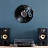 12 Inch Wall Clock Round Jazz Musical Instrument Vinyl Record Wall Clock Music Art Saxophone Carved Album Vinyl Record Clock Music Room Decor view 2