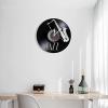 12 Inch Wall Clock Round Jazz Musical Instrument Vinyl Record Wall Clock Music Art Saxophone Carved Album Vinyl Record Clock Music Room Decor view 4