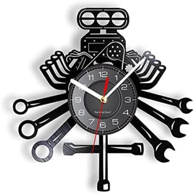 12 Inch Wall Vinyl Decorative Wall Clocks Garage Tools Vinyl CD Wall Clock Carpentry Tools Wall Art Garage Man Cave Decor Mechanic Tools Vinyl Record