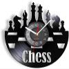 12 Inch Wall Vinyl Decorative Wall Clocks Chess Pieces Vinyl Album Record Clock Black Board Game Wall Art Playroom Decor Clocks Wall Hanging Silent Don't Tick view 1