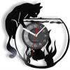 12 Inch Vinyl Wall Clock Fishbowl Wall Clock Real Vinyl Record Cat Catching Fish Vivid Vinyl LP Record Wall Clock Laser Cut Crafts Art Decor view 1