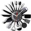 12 Inch Wall Clock Silent Non Ticking Cook Set Wall Clock Knife Fork Spoon Vinyl Record Kitchen Home Decor Quartz Clock view 1