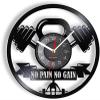 12 inch Vinyl Record Wall Clock Barbell Weight Lifting Silent Wall Clock Home Gym Motivational Sign Retro Vinyl Record Clock for Fitness Center view 1