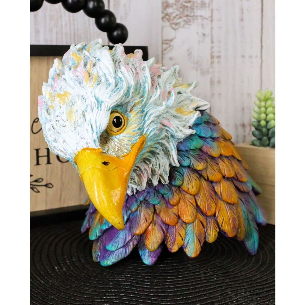 1 Pcs Colorful Bald Eagle Bust Figurine 7" H USA Patriotic Wild Life Animal