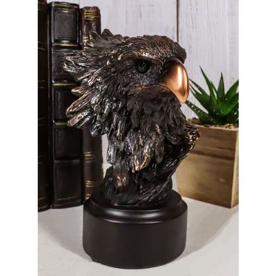 1 Pcs Patriotic American Bald Eagle Bust Bronze Electroplated Resin Figurine With Base