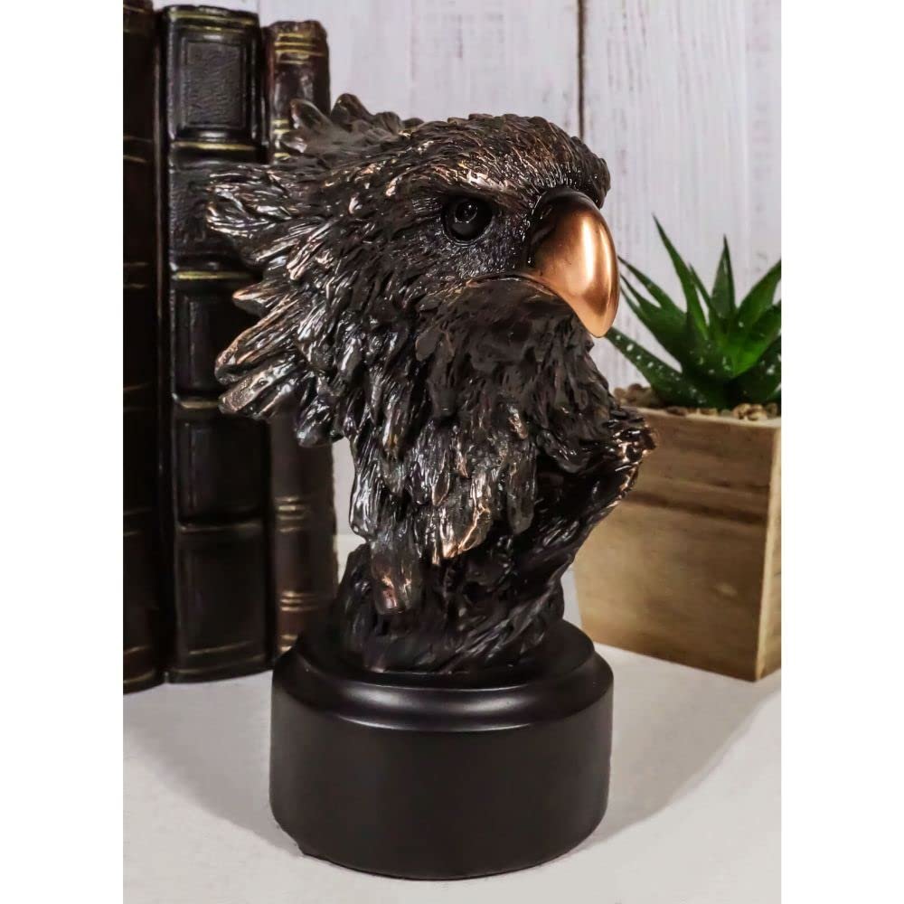 1 Pcs Patriotic American Bald Eagle Bust Bronze Electroplated Resin Figurine With Base