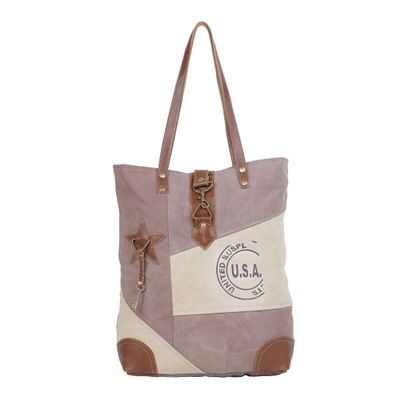 Myra Bag Western Canvas Tote Bag for Women - Cotton Leather Bag Undulate
