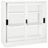 GOLINPEILO Metal Storage Cabinet with 2 Adjustable Shelves, White Steel Office Cabinet Metal Sliding Door Cabinet for Home,Office Garage,Warehouse 35.4"x15.7"x35.4"(Style N) view 1