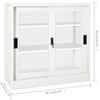 GOLINPEILO Metal Storage Cabinet with 2 Adjustable Shelves, White Steel Office Cabinet Metal Sliding Door Cabinet for Home,Office Garage,Warehouse 35.4"x15.7"x35.4"(Style N) view 2
