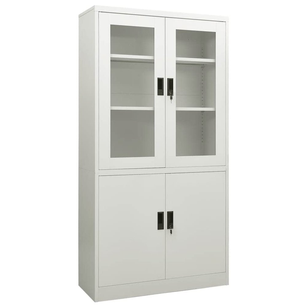 GOLINPEILO Metal Storage Cabinet with 4 Doors, 4 Handles and 3 Adjustable Shelves, Gray Steel Office Cabinet Metal Cabinet for Home,Office Garage,Warehouse 35.4"x15.7"x70.9"(Style E)
