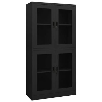 GOLINPEILO Metal Storage Cabinet with 4 Doors and Adjustable Shelves, Anthracite Steel Office Cabinet Tall Metal Cabinet for Home,Office Garage,Warehouse 35.4"x15.7"x70.9"(Style B)