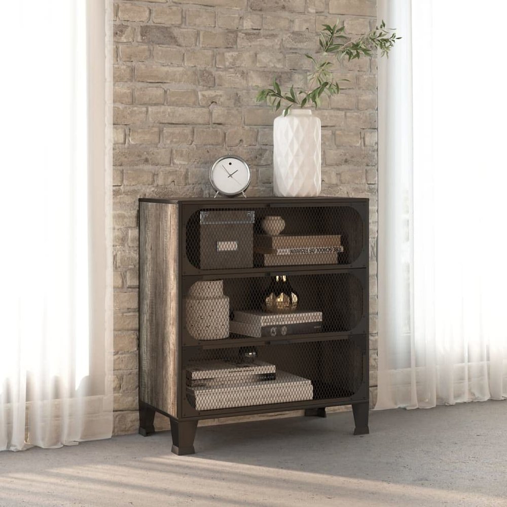 GOLINPEILO Storage Cabinet Gray 28.3"x14.2"x32.3" Metal and MDF, Weight-47.07 LBS