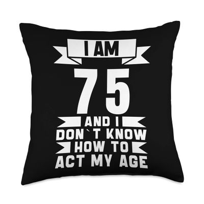 75th Birthday 75 Years Old Vintage Men Women Retro 75 yr Old Throw Pillow