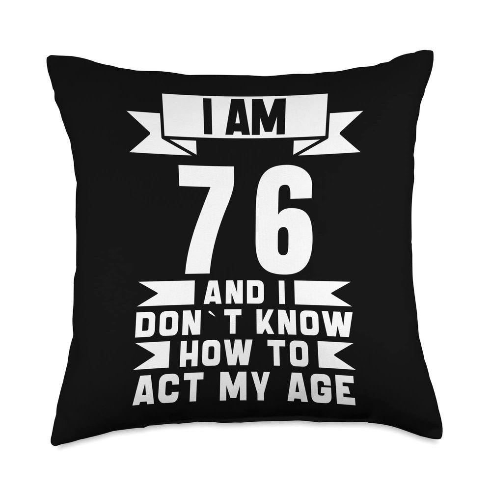 76th Birthday 76 Years Old Vintage Men Women Retro 76 yr Old Throw Pillow