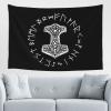 Vikings Mjolnir and Rune Wheel Norse Mythology Symbol Home Decoration Tapestries Placed In The Living Room Bedroom Keep Full Load view 1