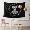 Vikings Mjolnir and Rune Wheel Norse Mythology Symbol Home Decoration Tapestries Placed In The Living Room Bedroom Keep Full Load view 2
