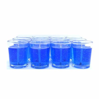 12 Blue Color Unscented Mineral Oil Based Candle Votives up to 25 Hour Each Home, Special Events and Gifts by The Gel Candle Company
