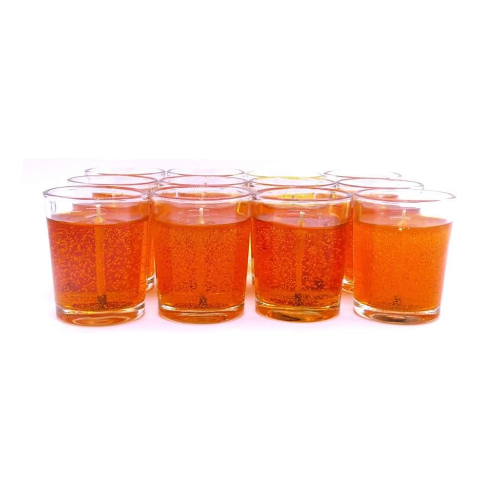 12 Orange Color Unscented Mineral Oil Based Candle Votives up to 25 Hour Each Home, Special Events and Gifts by The Gel Candle Company
