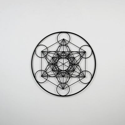 Colorfull Worlds Metatron Cube Metal Wall Art, Sacred Geometry Wall Decor, Modern Home and Office Wall Decor Gift for New Year, Christmas or Housewarming (36" x 36" | Black)