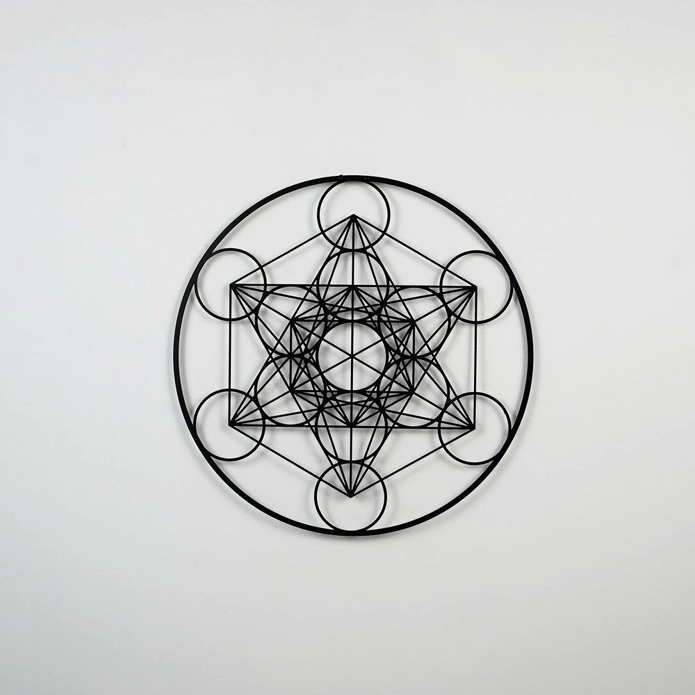 Colorfull Worlds Metatron Cube Metal Wall Art, Sacred Geometry Wall Decor, Modern Home and Office Wall Decor Gift for New Year, Christmas or Housewarming (36" x 36" | Black)