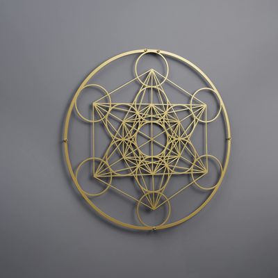 Colorfull Worlds Metatron Cube Metal Wall Art, Sacred Geometry Wall Decor, Modern Home and Office Wall Decor Gift for New Year, Christmas or Housewarming (12" x 12" | Gold)
