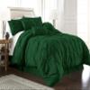 Velosso 100% Egyptian Cotton 7-Piece Pinch Pleat Pintuck Bedding Comforter Set, 1000 Thread Count (Queen, Green) view 2
