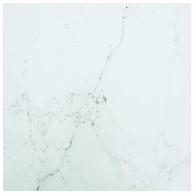 vidaXL Tempered Glass Square Table Top with White Marble Design 15.7"x15.7" 0.2" - Stylish and Durable for Dining Tables, Coffee Tables, Garden Tables.