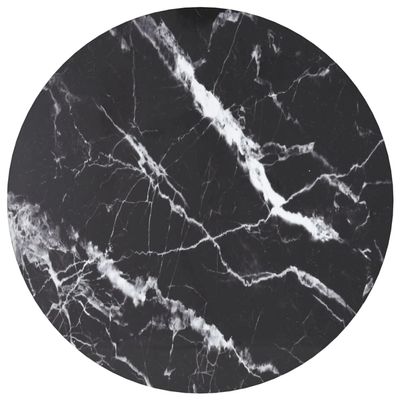 vidaXL Round Tempered Glass Table Top 19.7in Black Marble Design Indoor Outdoor | Heat Resistant Glossy Surface Replacement Dining Coffee Modern Exterior