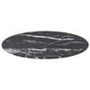 vidaXL Round Tempered Glass Table Top 19.7in Black Marble Design Indoor Outdoor | Heat Resistant Glossy Surface Replacement Dining Coffee Modern Exterior view 3