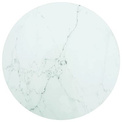 vidaXL Round White Tempered Glass Table Top 19.7 in with Chic Marble Design for Dining Or Coffee Use - Sleek Surface Modern