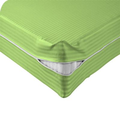 Velosso 1 Piece Striped Zipper Mattress Cover Only King Size 8" Pocket Sold Separately 1000 Thread Count 100% Egyptian Cotton, Sage