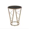 Acme Cicatrix End Table, Faux Black Marble Glass & Champagne Finish 83302 view 1