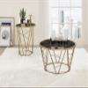 Acme Cicatrix End Table, Faux Black Marble Glass & Champagne Finish 83302 view 2