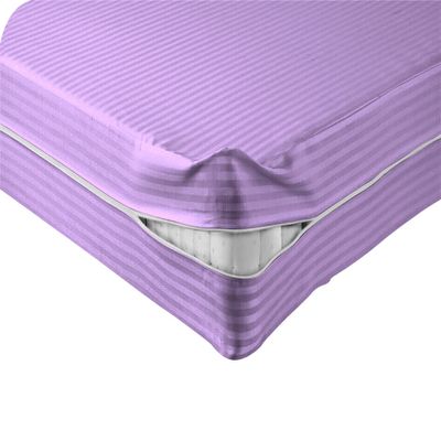 Velosso 1 Piece Striped Zipper Mattress Cover Only King Size 6" Pocket Sold Separately 1000 Thread Count 100% Egyptian Cotton, Lilac