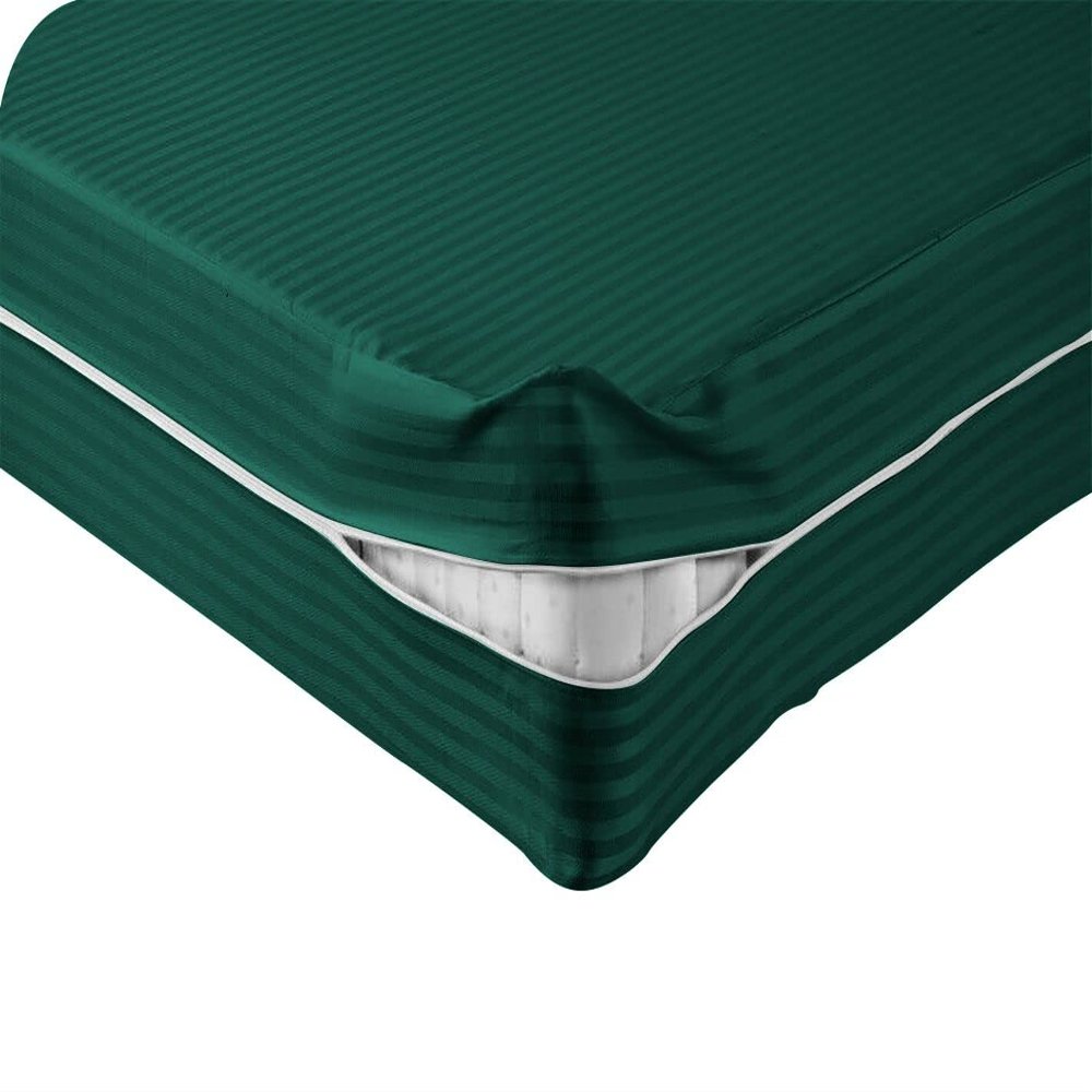 Velosso 1 Piece Striped Zipper Mattress Cover Only King Size 6" Pocket Sold Separately 1000 Thread Count 100% Egyptian Cotton, Teal Green