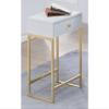 Acme Coleen Side Table in White & Brass 82298 view 1