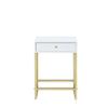 Acme Coleen Side Table in White & Brass 82298 view 2