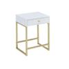 Acme Coleen Side Table in White & Brass 82298 view 3