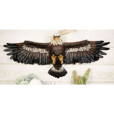 1 Pcs Patriotic American Majestic Bald Eagle With Open Wings Wall Decor Plaque 23" L